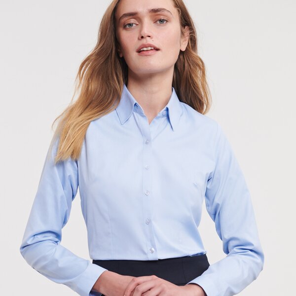 Russell Collection Ladies Long Sleeve Herringbone Shirt Thumbnail