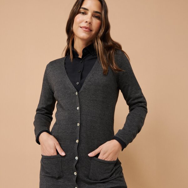 Henbury Ladies Cotton Acrylic V Neck Cardigan Thumbnail
