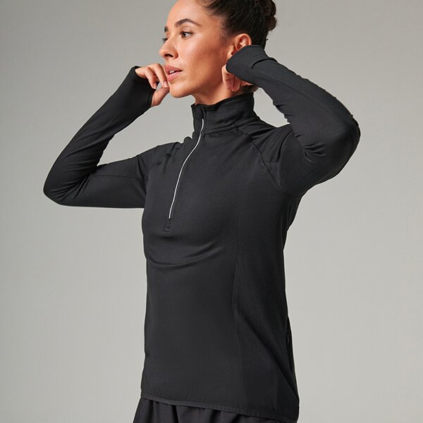 Tombo Ladies Long Sleeve Zip Neck Performance Top Thumbnail