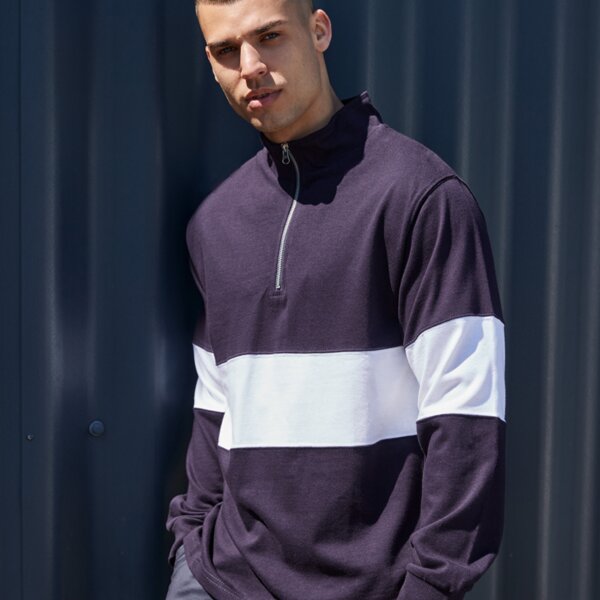 Front Row Panelled 1/4 Zip Neck Top Thumbnail