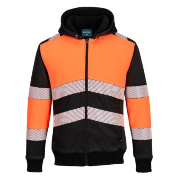 PW3 Hi-Vis Zipped Class 1 Winter Hoodie Thumbnail