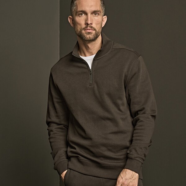 Tee Jays Ribbed Interlock Half Zip Sweatshirt Thumbnail