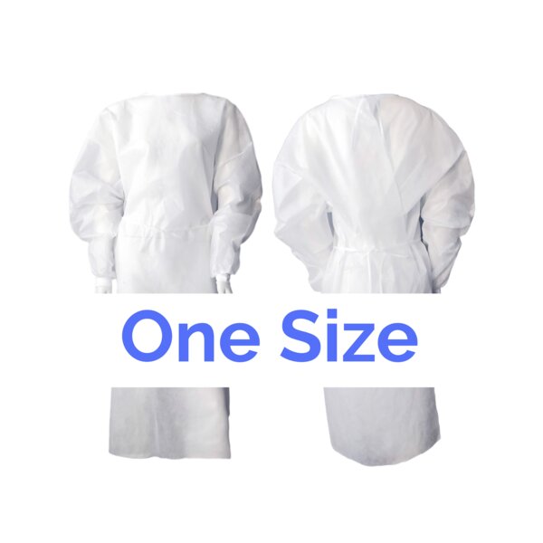 SALE V19-11: White Isolation Gown One Size (Box 40) Thumbnail